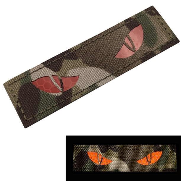 Adhesivo reflectante para bolsa con capítulo táctico de ojo de gato y ojos de diablo luminosos para exteriores, con velcro