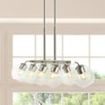thumbnail image 4 of JONATHAN Y Julian 33.5" 8-Light Farmhouse Bohemian Iron/Glass Linear LED Pendant, Nickel/Clear, 4 of 8