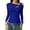 Blue, variant on Women's Ribbed Long Sleeve Pullover Top with Asymmetric Neckline Stretchy Fitted Shirt for Layering Office Casual Outfits
