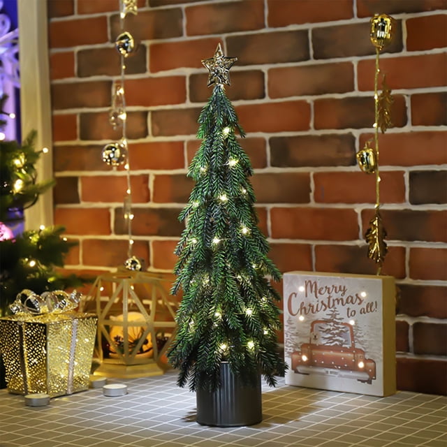 Árbol de Navidad Led de Escritorio con Luces Led | Material de Pvc | Verde | 9,2 X 9,2 X 52 Cm | Decoración Festiva | Árbol Artificial | Interfaz Usb | Wym250710008