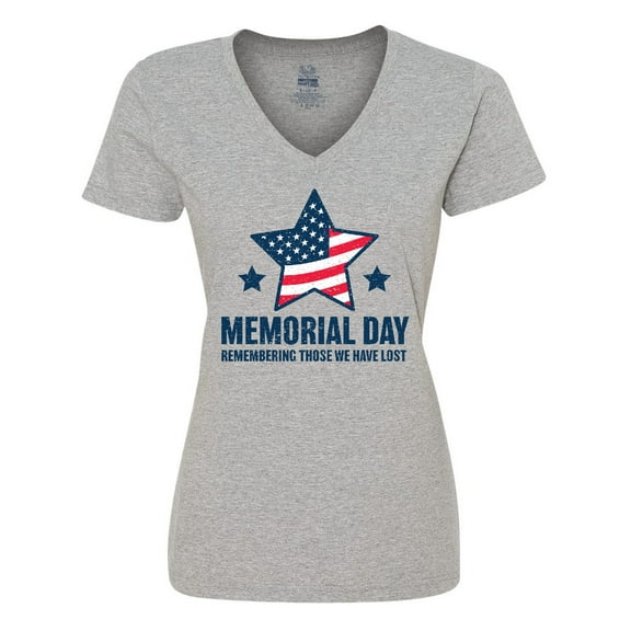 Inktastic Memorial Day Grunge Remembering Those We Have Lost Women's V-Neck T-Shirt