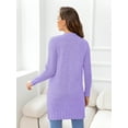thumbnail image 2 of CALIPESSA Drop Shoulder Cable Knit Pocket Patched Casual Long Sleeve Purple Cardigan For Womens, 2 of 5