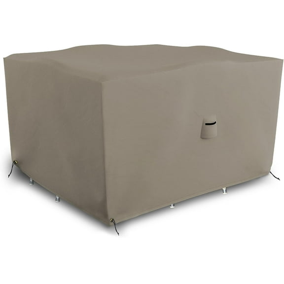 Covers & All Patio Square Dining Table/Chair set cover - Heavyduty 12 Oz Lawn Outdoor Waterproof Durable Furniture Cover with Air Vents & Drawstring for Snug Fit. (30"H x 45"W x 45"D, Beige)