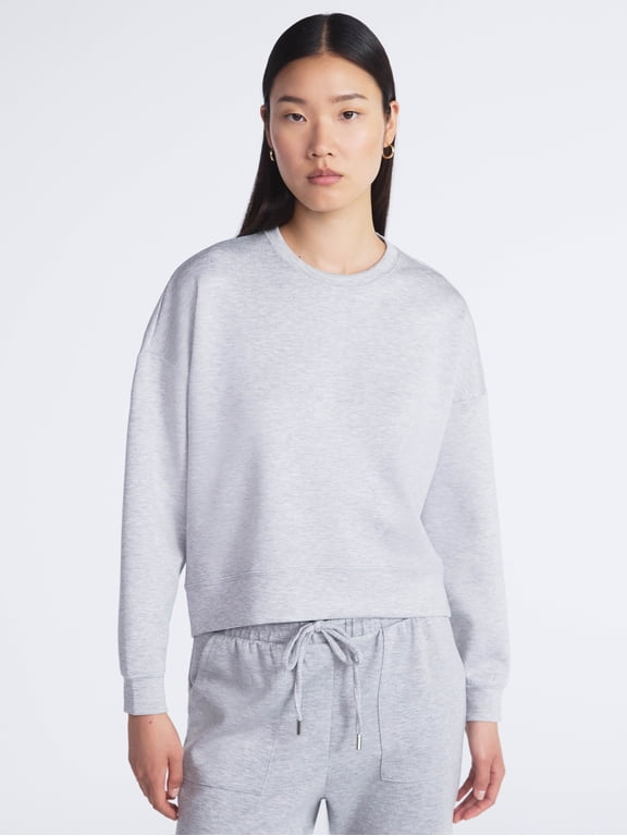 Women's and Women's Plus Scubaknit Cropped Sweatshirt with Drop Sleeves, Sizes XS-4X