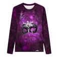 thumbnail image 4 of Cavosen Carnival Women's Long Sleeve Tops and Blouses Mardi Gras Mask Graphic Print Shirts Crewneck Party Festival Tops Casual Fashion Holiday Blouse Dressy Party Funny Tees Purple 4XL, 4 of 4