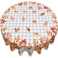 thumbnail image 3 of Fall Tablecloth Round 60 Inch Fall Pumpkin Grey and White Buffalo Check Table Cloth Washable Spillproof Wrinkle Free Autumn Harvest Thanksgiving Fabric Table Cover for Indoor Outdoor Kitchen Dinning, 3 of 6