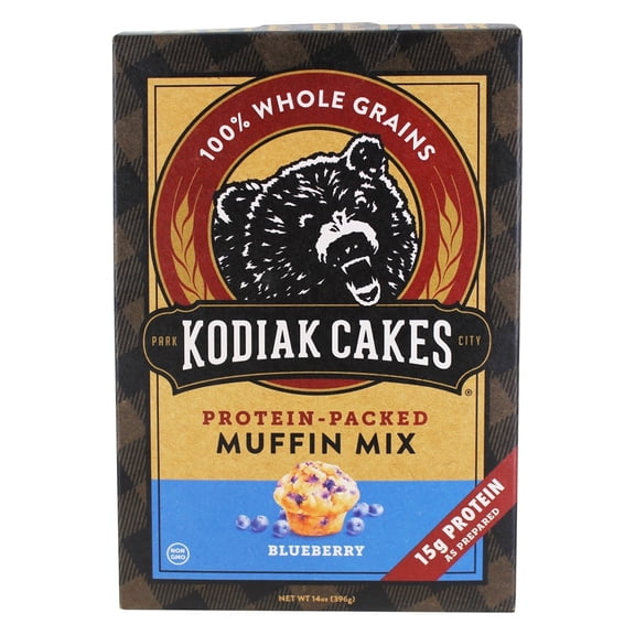 Kodiak Cakes Protein Packed Blueberry Muffin Mix, 15g Protein per Prepared Serving, 14 Oz (Pack of 18)