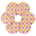 thumbnail image 7 of Yayeee 6 PCS Drink Coasters with Holder Set Woven Absorbent Round Tabletop Hot Pad, Yellow Pink Stars, 7 of 7