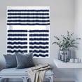 thumbnail image 6 of 3 Piece Kitchen Curtains and Valances Set Navy Blue Stripe Cafe Curtains 36 Inch Length Modern Simple Geometric White Striped Valance & Tier Curtain for Living Room Bedroom Window 54"x18"+27"x36"*2, 6 of 6