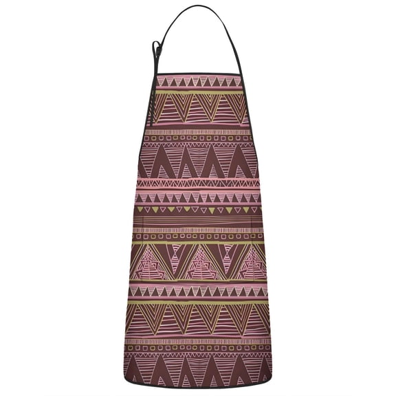Brown Geometric Striped Pattern Apron-Garden Aprons for Women with Pockets-Cotton Linen Waterproof Kitchen Cooking Gardening Aprons Adjustable for Kitchen,Cooking,BBQ and Salon 33x27 Inch