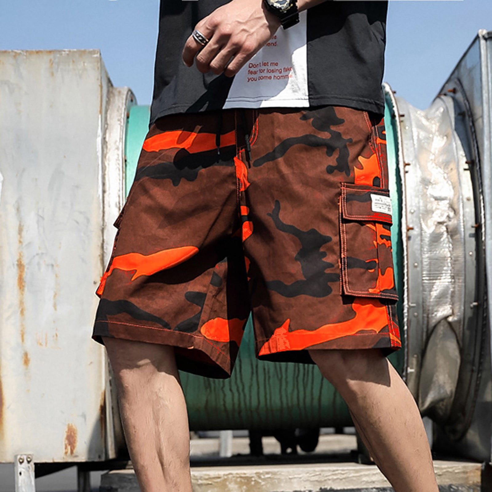 Men's Camo Shorts Summer Outdoors Casual Camouflage Overalls Plus