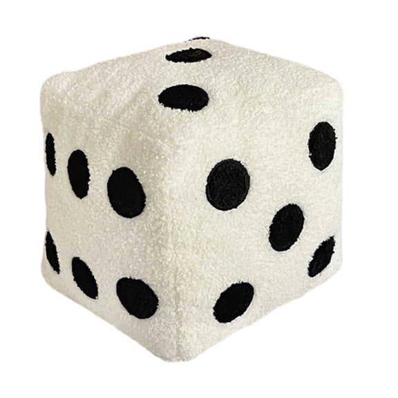Dice Pillow, Unique Plush Decorative Throw Pillow, Soft and Cute Cube Pillows, 10 x 10 Inch, Fun Decorative Throw Pillow for Bed, Decorative Cushion for Modern Home Decor (White)