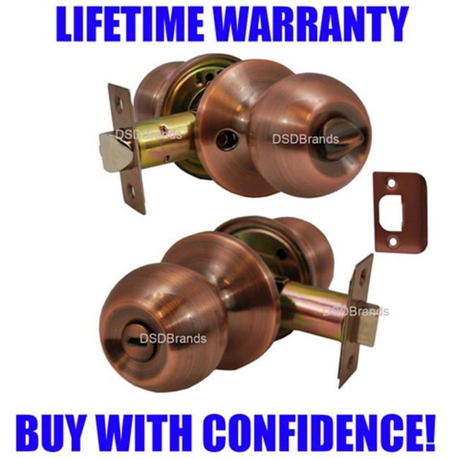 Constructor Chronos Privacy Door Knob Handle Lock Set for Bedroom and Bathroom Antique Copper Finish