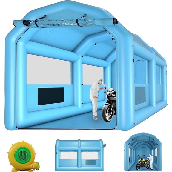 xhyhwyd Inflatable Spray Booth 13.5 x 8.5 x 8.5ft Portable Inflatable Paint Booth Tent w/750W Blower & Air Filter System for DIY Spray Car Parts Painting Motorcycle Garage