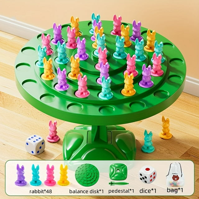 Balance Animal Puzzle Table Game, Tetra Tower Game, Balancing Game, Educational Board Game, Rabbit/Frog Balance Tree Stacking Fun Parent-child Interactive Tabletop Game, Easter Gift Montessori toy