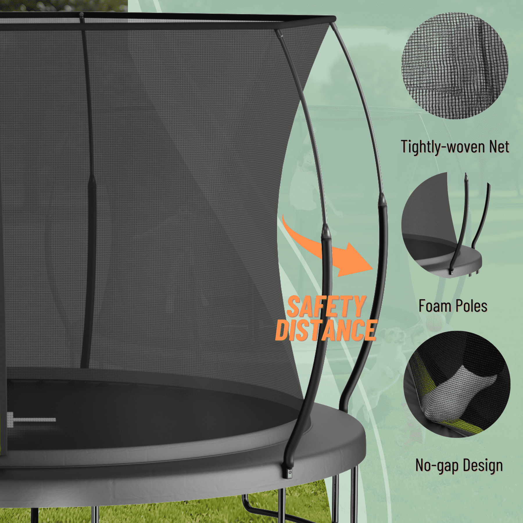 EUROCO 1500LBS Springfree 12FT Trampoline with Ladder and Storage Bag for Kids and Adults, No Gap Outdoor Trampoline for Backyard