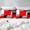 thumbnail image 4 of Erosebridal Red Geometric Bed Sheets Set Full Size, Square Rectangle Bed Sheets Full, Abstract Stripe Decor 4 Pieces, 4 of 7