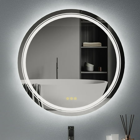 

fliptrade Large LED Bathroom Mirror Round Dual Light Frameless Vanity Anti-Fog 24 x24