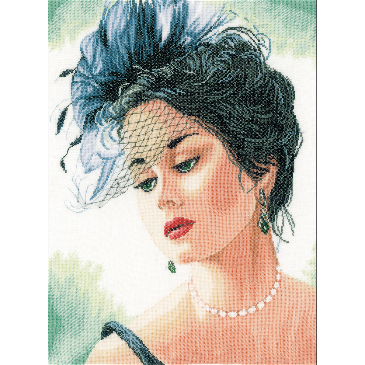 LanArte Lady With Hat On Linen Counted Cross Stitch Kit-13"X17.5" 30 Count - image 1 of 1