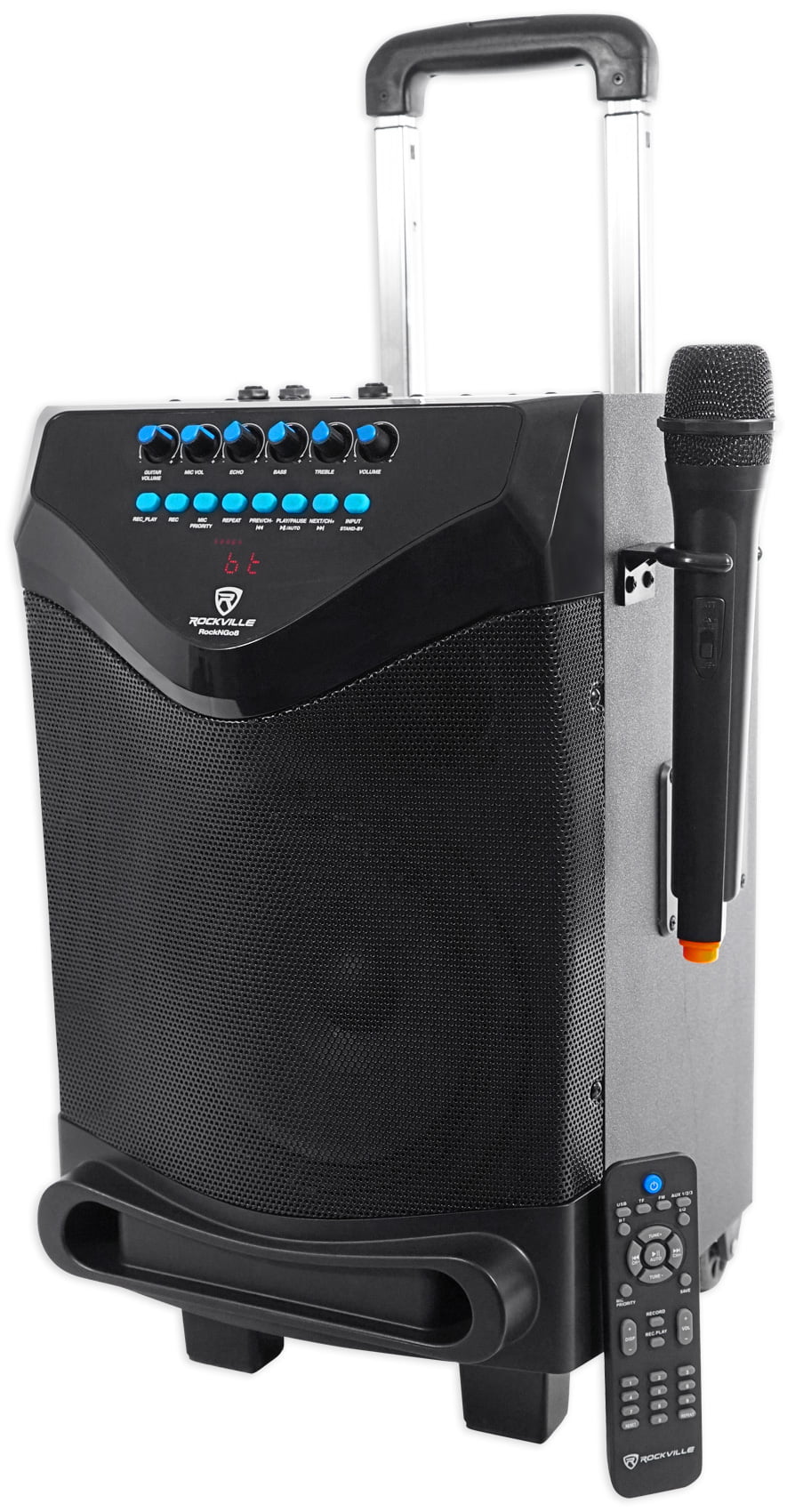 2 Microphones Rockville 10 Portable YouTube Bluetooth Karaoke Machine/System+ 
