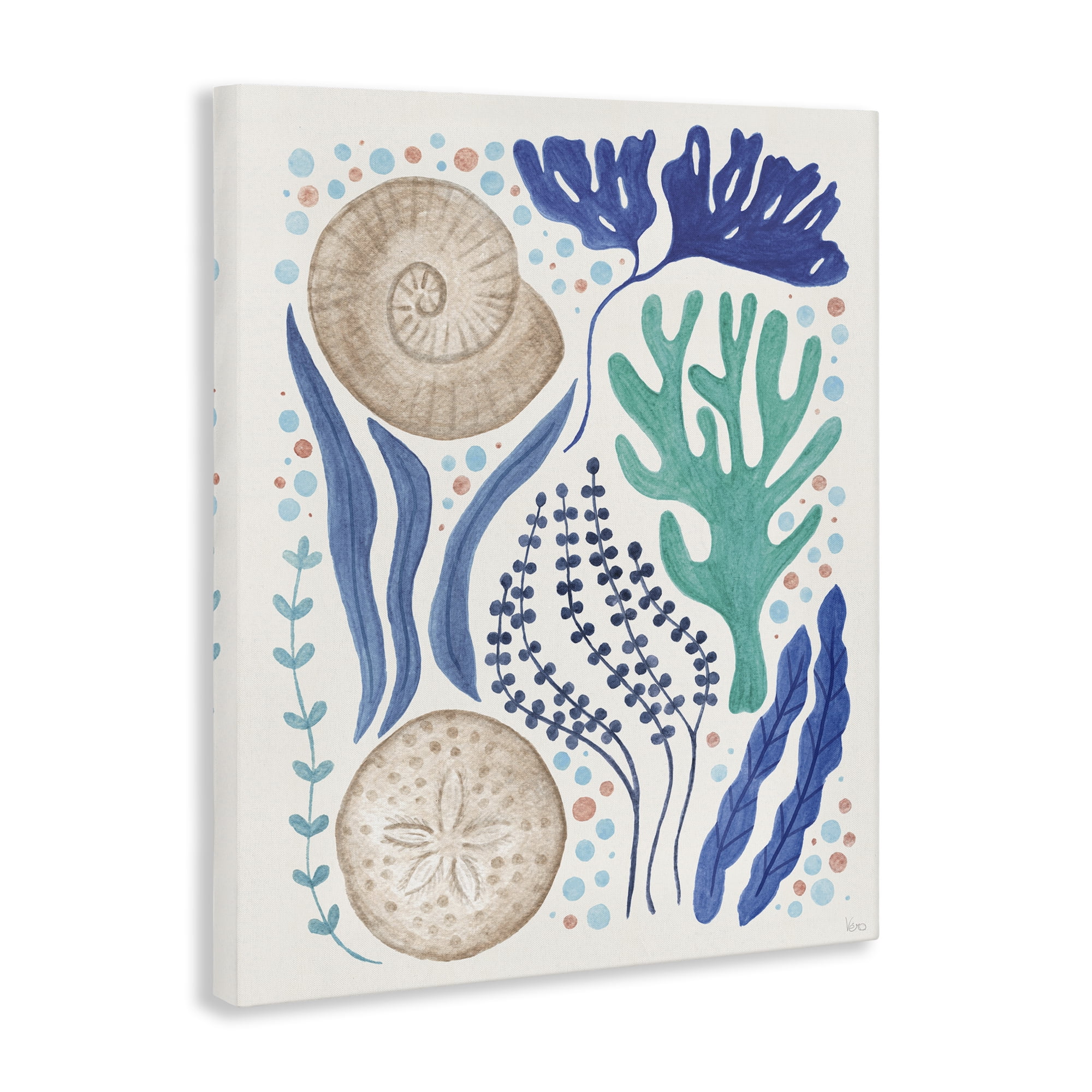 Stupell Industries Scattered Marine Life Nautical & Beach Painting Wrapped Canvas Art Print Wall Art, 16 x 20