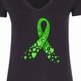 thumbnail image 4 of Inktastic Mental Health Awareness Ribbon with Green Hearts Women's V-Neck T-Shirt, 4 of 5