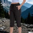 thumbnail image 2 of CFLVAEK Quick Dry Cargo Capris for Women Plus Size Drawstring Elastic Waisted Hiking Capri Pants Casual Summer Workout Cropped Pant with Pockets Dark Gray L, 2 of 8