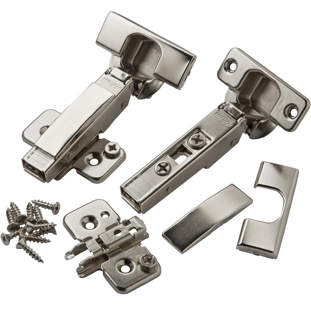 Full Overlay 120° Clip Top Snap Close Hinges, Pair, 120° opening angle