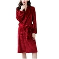 thumbnail image 2 of BONIXOOM Womens Christmas Pajamas Thanksgiving Pajamas Sleepwear Belt Long Sleeve Sleep Tops Solid Wine Free Size, 2 of 5