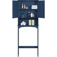 thumbnail image 3 of Beran7 Over The Toilet Storage with 2 Doors & Adjustable Shelf, Free Standing Toilet Rack Wooden Space-Saving Collect Cabinet, Bathroom Furniture, L24.5xW9xH66 in, Navy Blue, 3 of 9