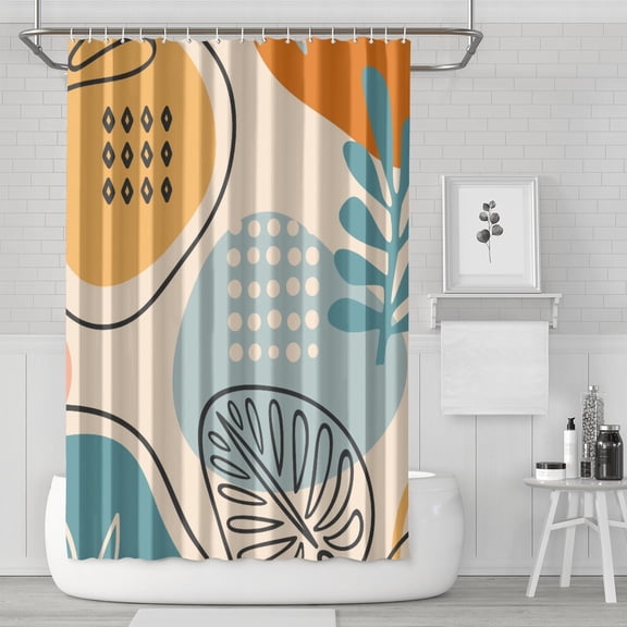 Boho Floral Shower Curtain 72x72 Inches - Tropical Leaves, Vintage Botanical Print, Waterproof Fabric for Chic Bathroom Decor, Modern Farmhouse & Bohemian Style