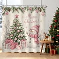 thumbnail image 4 of Tchckioa Merry Christmas Pink Shower Curtain,72x72 Inch Privacy Protection Hooks Bath Curtain for Bathtub, 4 of 6