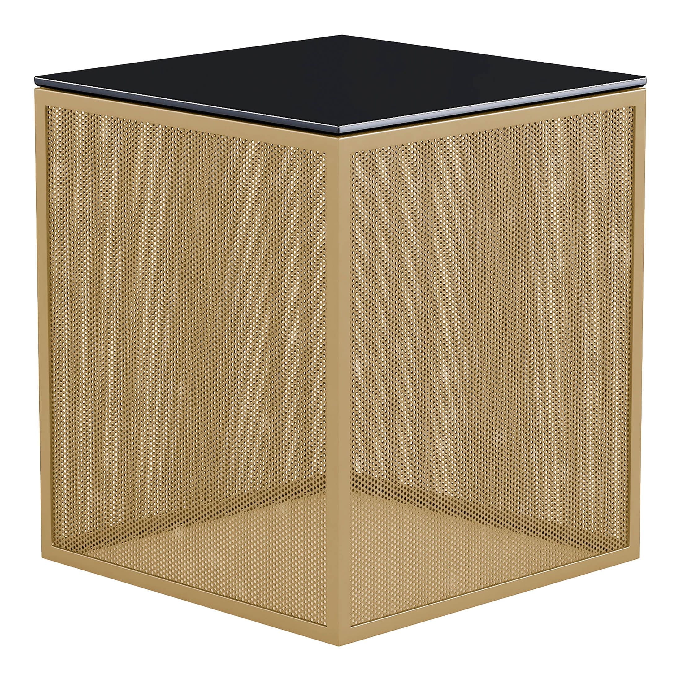 Furniture of America Emree Glass Top Side Table, Gold
