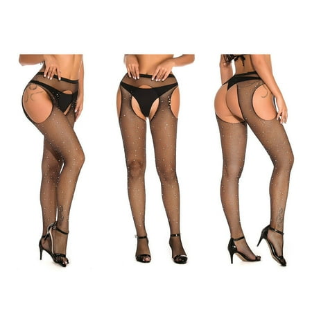 

Womans Sexy Crystal Rhinestone Fishnet Stocking Suspender Tights Pantyhose Gift