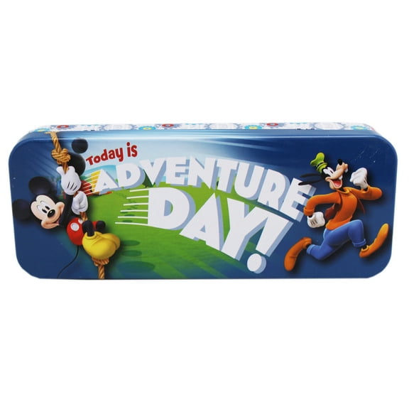 Disney Mickey Mouse and Goofy Pencil Case -Today is Adventure Day Tin Pencil Box