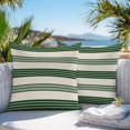 thumbnail image 3 of Throw Pillow Covers 18x18 Inch Set of 2, Dark Green Striped Waterproof Outdoor Pillow Covers, Traditional Geometric Lines Art Beige Decorative Cushion Pillowcases for Couch, Sofa, Bed, Garden, Patio, 3 of 9