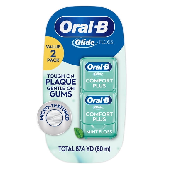 Oral-B Glide Comfort Plus Dental Floss, Extra Soft, Value 2 Pack (40m Each)