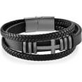 thumbnail image 6 of Cross Leather Bracelet for Men Women 316L Stainless Steel Christ Jesus Crucifix Handmade Bracelet, 6 of 6