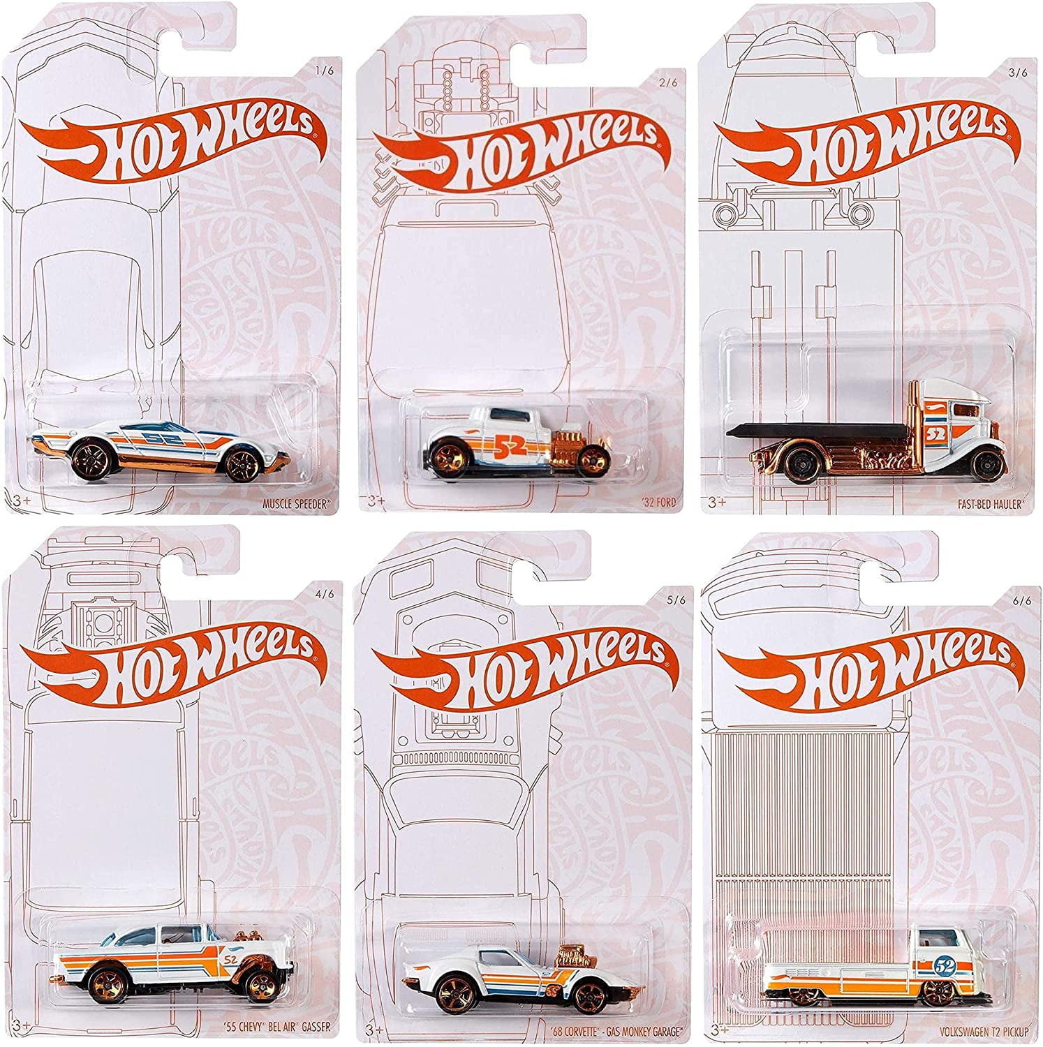 ホットウィール ★ PEARL & CHROME ★ 52 アニバーサリー★7台 Mattel Hot Wheel 52 Anniversary Themed Pearl & Chrome