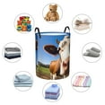 thumbnail image 4 of Balery Blue Sky Meadow Cute Cow Cesta de ropa redonda con asas, impermeable, independiente, para ropa, juguetes, dormitorio y familia-Medium, 4 of 6