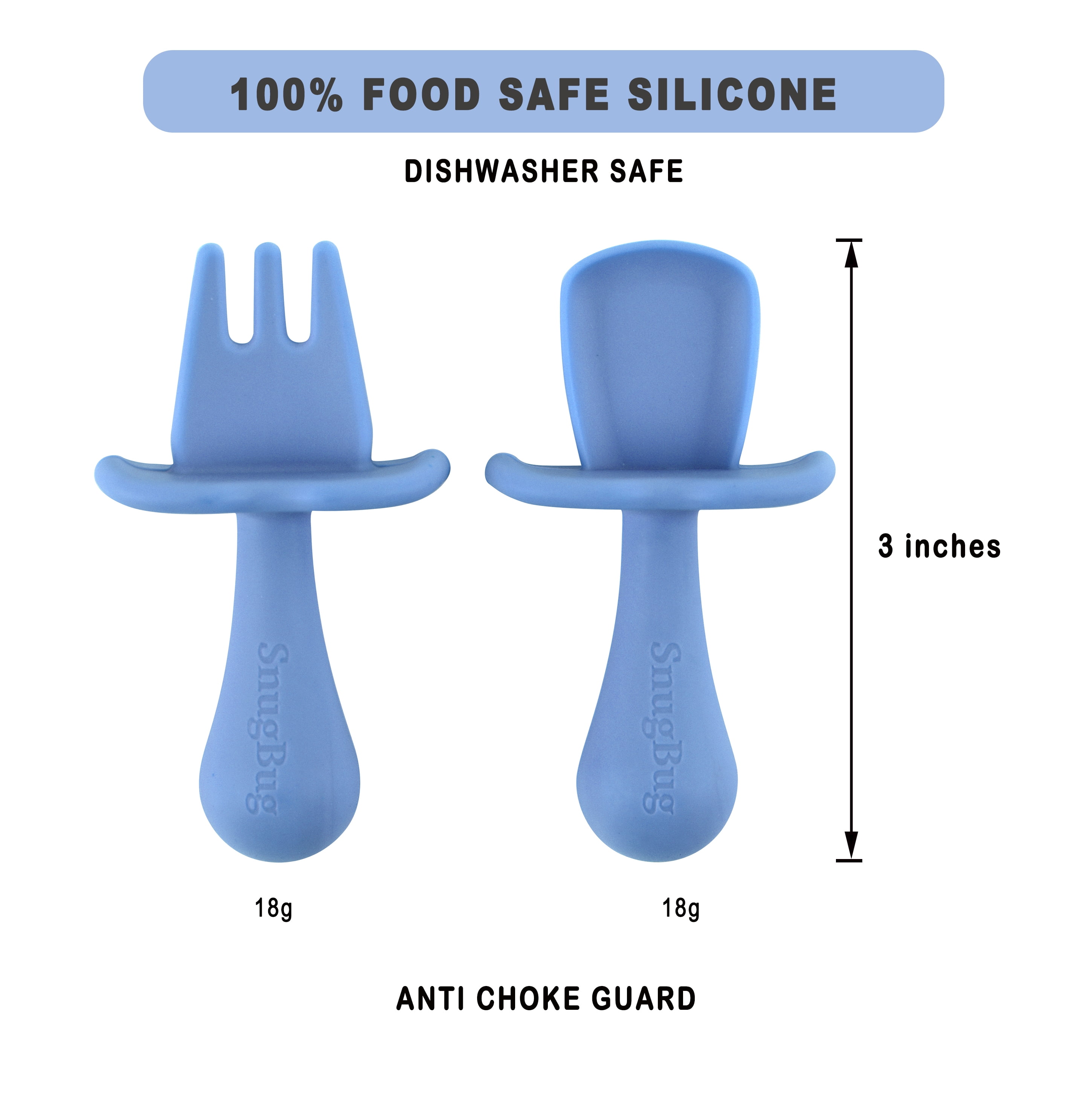 SnugBug Baby Led Weaning Supplies: Silicone Baby Spoons | Sippy Cup | Suction Plates | Baby Bowl | Baby Bib | Teething Toy