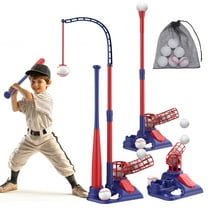 JoyStone 3-in-1 T Ball Set for Kids, 2.5-3.9ft Height Adjustable Tee Ball Stand, Hanging Tee, Pitching Machine, Tball Bat with 6 Balls, Indoor/Outdoor Sport Gifts for Boys & Girls