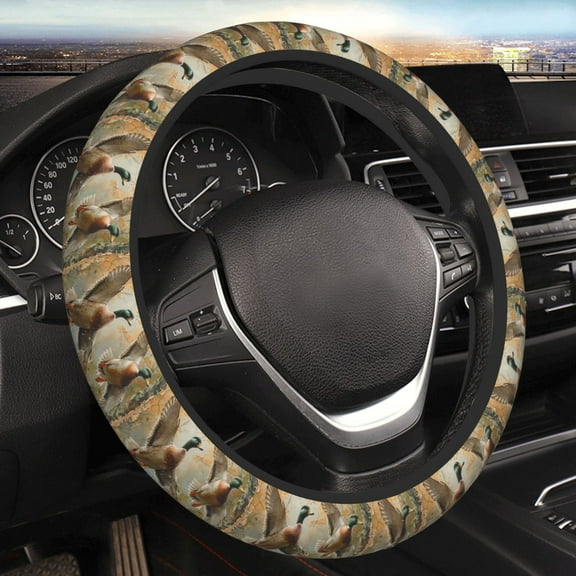 Steering Wheel Cover Anti-Slip Elastic Car Protective Universal 15 Inch Fit for Vehicles Auto SUVs , Mallards Duck Cute Hunting Vintage
