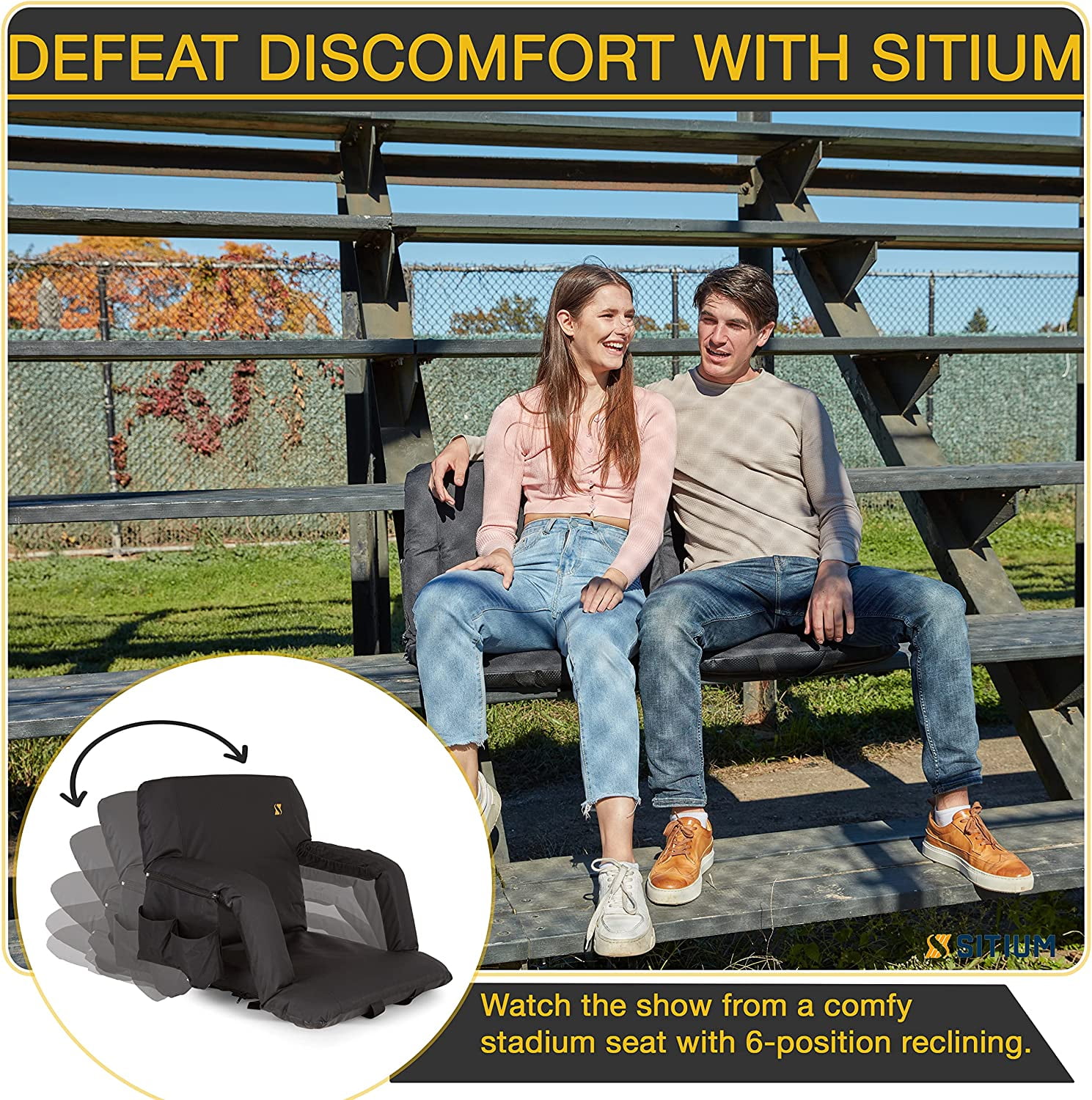 Stadium Seats for Bleachers with Back Support and Armrest Support –  SummatesMarine