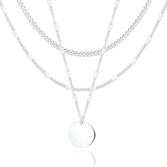 DESIGNICE Layered Gold Necklaces for Women,Gold Sterling Silver Plated Dainty Pendant Necklace Set Non Tarnish,Chunky Stackable Cuban Chain Choker,Trendy Personalized Jewelry