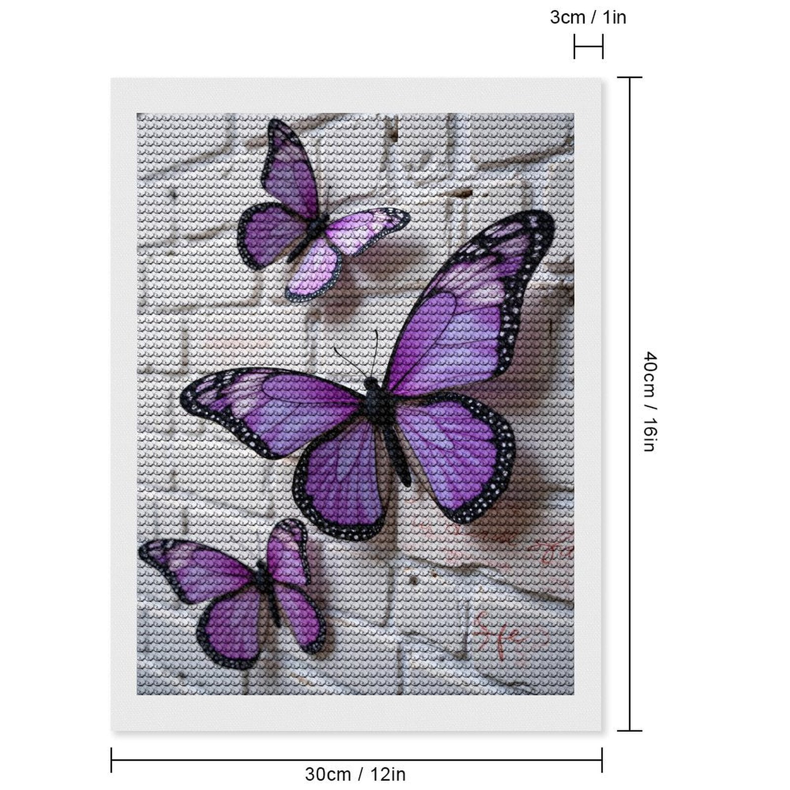 Diamond Art Kits for Adults - Purple Butterflies On White Wall 5d Diamond Painting for Adults, Diamond Art for Adults Beginners, Frameless Diamond Painting Kits for Adults for Home Wall Decor