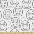 thumbnail image 1 of Funny Upholstery Fabric by the Yard, Capped Portrait Patterns with Clouds and Hearts Shapes Style, Decorative Fabric for DIY and Home Accents, 5 Yards, Charcoal Grey White by Ambesonne, 1 of 4