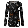 thumbnail image 6 of Garbnen S-5XL Long Sleeve Halloween Shirts for Women Funny Pumpkin Ghost Cat Women's Graphic T Shirts Plus Size Holiday Womens Pullover Tops Black XXXL, 6 of 7