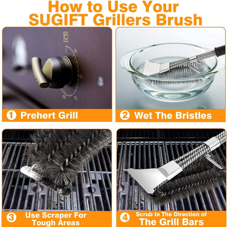 GRILLART Grill Brush and Scraper - Extra Strong BBQ Cleaner Accessories -  Safe Wire Bristles 18