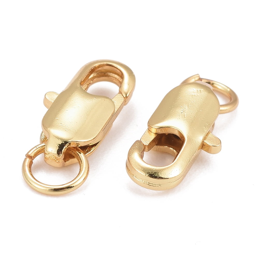 100pcs Grade AAA Brass Lobster Claw Clasps Cadmium Free & Nickel Free & Lead Free golden 12x6x3mm Hole: 3mm
